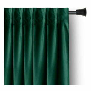 Ciemnozielona aksamitna zasłona częściowo zaciemniająca (dimout) 140x245 cm Pleat – Restilo obraz