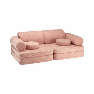 Różowa sofa dla dzieci z materiału bouclé 132 cm Settee – Wigiwama obraz