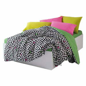 Czarno-biała pościel dwuosobowa z bawełny renforcé z prześcieradłem/4-częściowa 200x220 cm Dazzle – Mijolnir obraz
