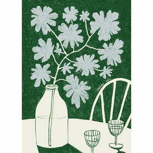 Plakat 30x40 cm Blue Flowers & Red Wine – The Poster Club obraz