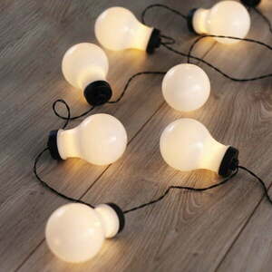 Czarna girlanda świetlna LED w kształcie żarówek DecoKing Bulb, 10 lampek, dł. 2, 2 m obraz