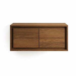 Ciemnobrązowa wisząca szafka pod umywalkę z litego drewna tekowego 90x40 cm Kenta – Kave Home obraz