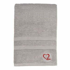 Szary bawełniany ręcznik kąpielowy frotte 70x140 cm Love – Foutastic obraz