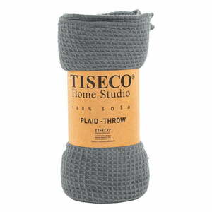 Szara narzuta Tiseco Home Studio Mini Waffle, 130x170 cm obraz