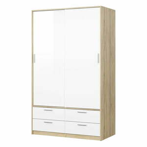 Biało-naturalna szafa w dekorze dębu z drzwiami przesuwnymi 121x200 cm Line – Tvilum obraz