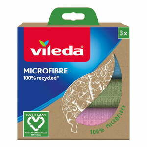 Zestaw 3 ściereczek z mikrofibry z recyklingu Vileda, 30 x 30 cm obraz