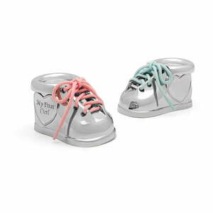 Metalowa szkatułka na pierwszy mleczny ząbek w kolorze srebra z połyskiem 6x4x4 cm Shoe – Zilverstad obraz