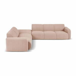 Różowy narożnik z materiału bouclé (lewostronny) Molino – Micadoni Home obraz
