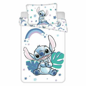 Biała/niebieska bawełniana pościel dziecięca do łóżeczka 135x100 cm Lilo and Stitch "Rainbow" – Jerry Fabrics obraz