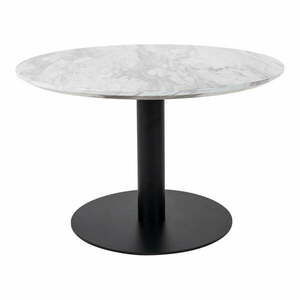 Okrągły stolik w czarno-złotym kolorze z blatem w dekorze marmuru 70x70 cm Bolzano – House Nordic obraz