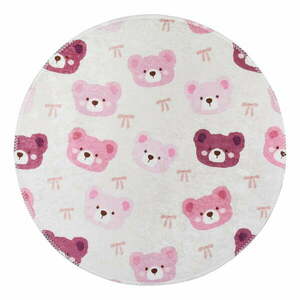 Różowo-kremowy dywan dziecięcy odpowiedni do prania ø120 cm Cute Teddies Pink – Vitaus obraz