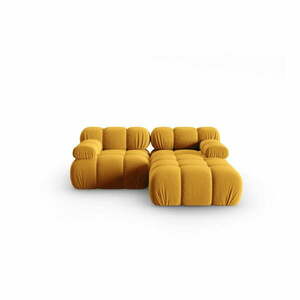 Żółty aksamitny narożnik Bellis – Micadoni Home obraz