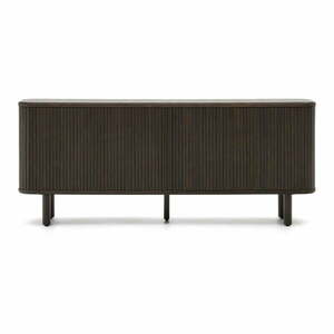 Ciemnobrązowa niska komoda w dekorze jesionu z drzwiami przesuwnymi 180x75 cm Mailen – Kave Home obraz