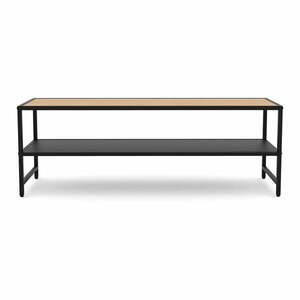 Czarno-naturalna szafka pod TV w dekorze dębu 120x40x35 cm Altino – Unique Furniture obraz