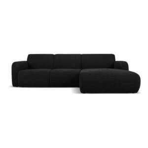 Czarny narożnik z materiału bouclé (prawostronny) Molino – Micadoni Home obraz