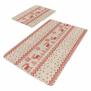 Czerwono-beżowe dywaniki łazienkowe zestaw 2 szt. 60x100 cm – Mila Home obraz