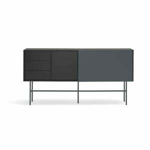 Czarno-antracytowa niska komoda z drzwiami przesuwnymi 180x91 cm Nube – Teulat obraz