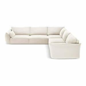 Beżowy aksamitny narożnik Vanda – Mazzini Sofas obraz