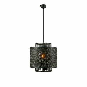 Lampa wisząca w kolorze matowej czerni z bambusowym kloszem ø 50 cm Strati – Markslöjd obraz