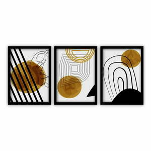 Zestaw 3 obrazów w czarnej ramie Vavien Artwork Abstract Lines, 35x45 cm obraz