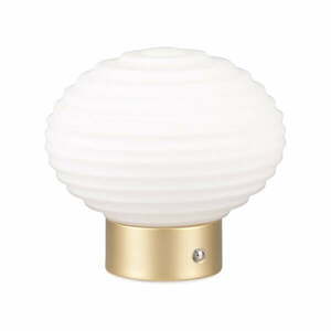 Lampa stołowa LED w biało-złotym kolorze ze ściemniaczem i szklanym kloszem (wys. 14, 5 cm) Earl – Trio obraz