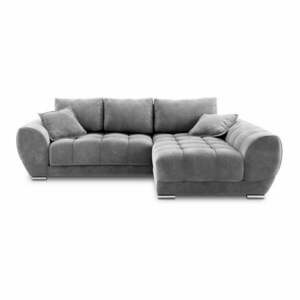 Szary rozkładany narożnik z aksamitnym obiciem Windsor & Co Sofas Nuage, prawostronny obraz