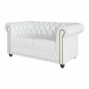Biała sofa z imitacji skóry 148 cm York – Ropez obraz