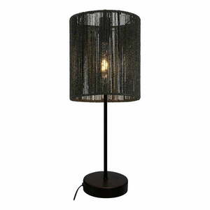 Czarna lampa stołowa z kloszem z plecionki trzcinowej (wysokość 48 cm) Foresto – GTV obraz