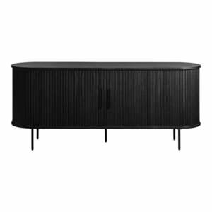 Czarna niska komoda w dekorze dębu z drzwiami przesuwnymi 76x180 cm Nola – Unique Furniture obraz