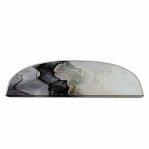 Czarno-białe dywaniki na schody zestaw 16 szt. 20x65 cm Golden Marble – Vitaus obraz