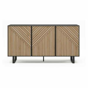 Czarno-naturalna komoda w dekorze dębu 151x80x40 cm Alana – Marckeric obraz