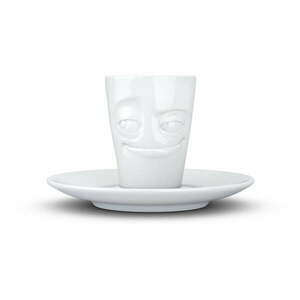 Biała uśmiechnięta porcelanowa filiżanka do espresso ze spodkiem 58products, 80 ml obraz