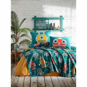 Zestaw narzuty na łóżko i 2 poszewek na poduszki EnLora Home Robotta Green, 200x235 cm obraz
