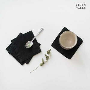 Czarne tekstylne podkładki zestaw 4 szt. – Linen Tales obraz