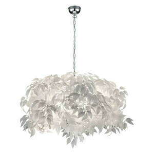 Biała lampa wisząca z piórkami Trio Pendant Leavy, wys. 150 cm obraz