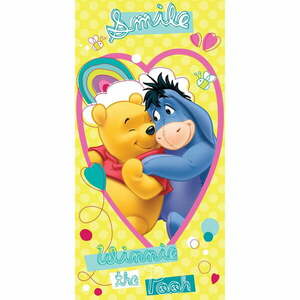 Żółty bawełniany ręcznik dziecięcy 70x140 cm Winnie the Pooh "Smile" – Jerry Fabrics obraz