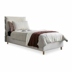 Beżowe tapicerowane łóżko jednoosobowe ze stelażem 90x200 cm Sleepy Luna – Miuform obraz