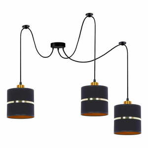 Czarna lampa wisząca z tekstylnym kloszem ø 15 cm Assam – Candellux Lighting obraz