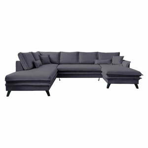 Antracytowa rozkładana sofa w kształcie litery "U" Miuform Charming Charlie, lewostronna obraz