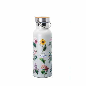 Jasnoszara podróżna butelka ze stali nierdzewnej 425 ml Vintage Flowers – Sass & Belle obraz