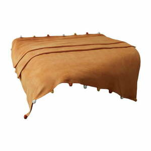 Musztardowa polarowa narzuta 200x220 cm Pom Pom – Mijolnir obraz