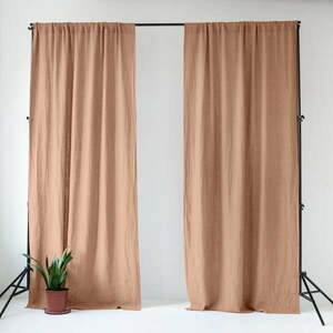 Różowa/brązowa lniana zasłona 140x170 cm Cafe Creme – Linen Tales obraz