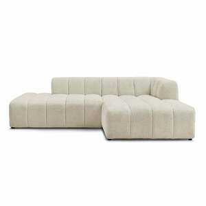 Beżowy narożnik z materiału bouclé (prawostronny/z szezlongiem) Annecy – Bobochic Paris obraz