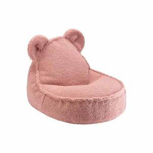 Różowy dziecięcy worek do siedzenia z materiału bouclé Bear – Wigiwama obraz