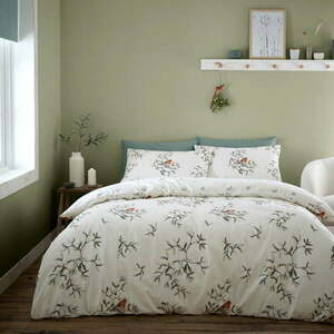 Kremowa flanelowa pościel dwuosobowa 200x200 cm Mistletoe Robins – Catherine Lansfield obraz