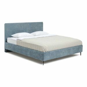Niebieskie tapicerowane łóżko dwuosobowe ze stelażem 160x200 cm Noira Slim – Bonami Selection obraz