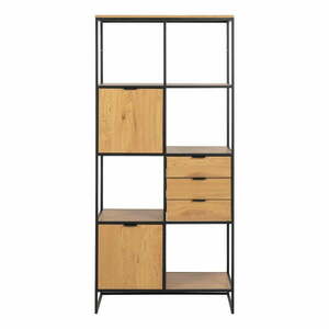 Czarny regał w dekorze dębu 85x183 cm Swindon – Actona obraz
