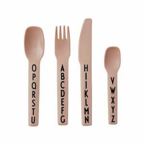 4-częściowy zestaw różowych sztućców dla dzieci Design Letters obraz
