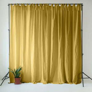 Żółta lniana zasłona 140x170 cm Lemon Curry – Linen Tales obraz