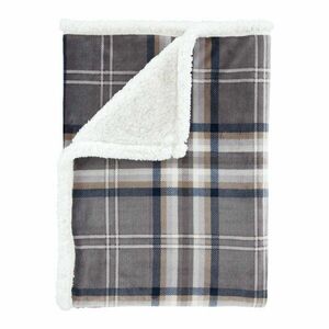 Szary koc z materiału sherpa 130x170 cm Kelso Check – Catherine Lansfield obraz